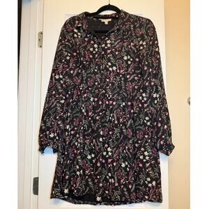 Long Sleeve Collared Button Up Floral Knee Length Dress Size 6
